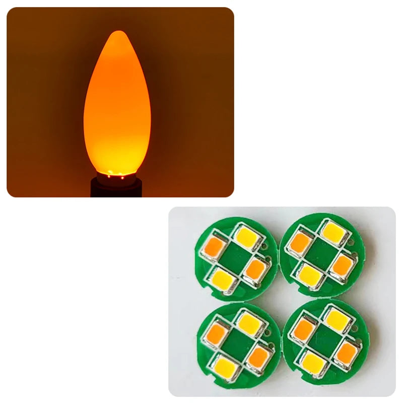 ampoules led décoratives rouge modernes vis e14 quatre diodes jaunes quatre ampoules
