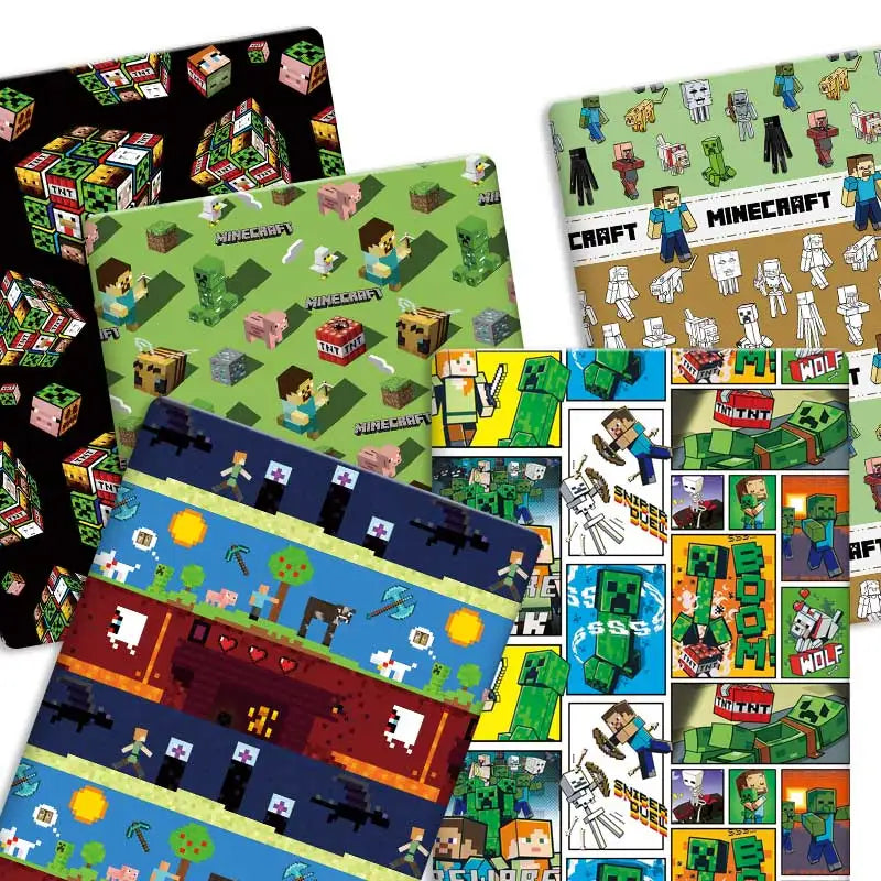 tapis minecraft personnages animaux objets pixel art noir vert bleu blanc jaune rouge adhésif