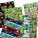 tapis minecraft personnages animaux objets pixel art noir vert bleu blanc jaune rouge adhésif