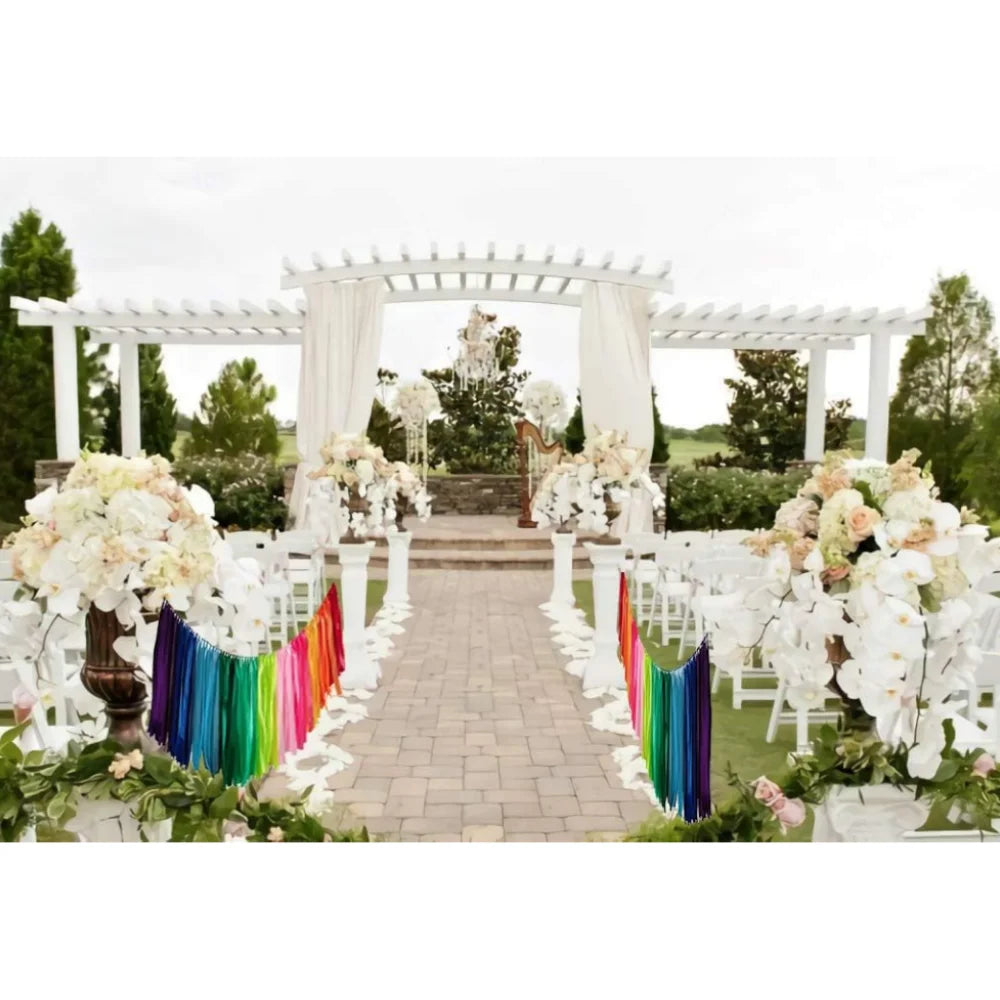 guirlande arc ciel franges polyester festif mariage anniversaire décoration événement festif
