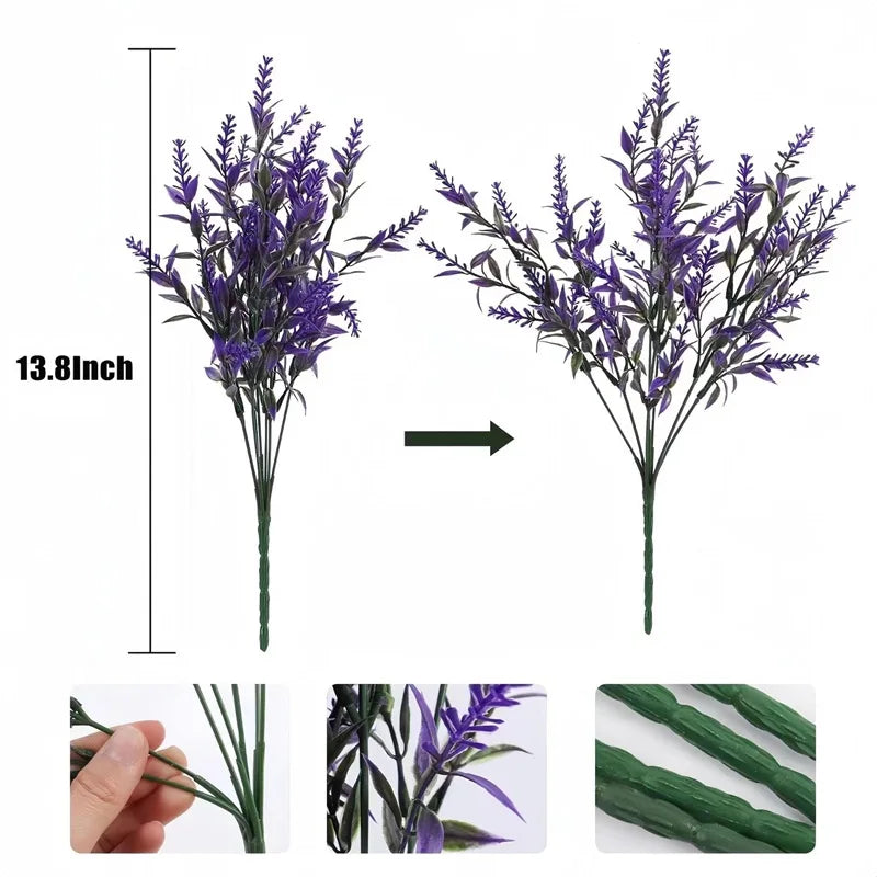 plantes artificielles feuilles pointues vert clair violet modernes extérieures intérieures décoration exposition 10 pièces