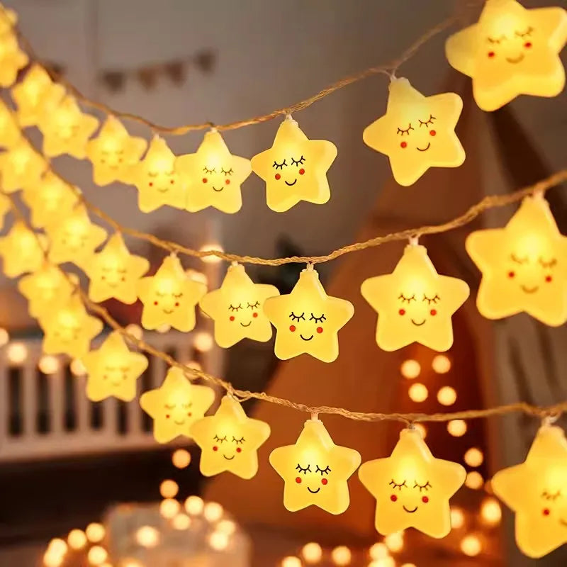 guirlande lumineuse étoiles arc ciel nuages festives enfantines leds colorées chambre enfants