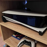 support console ps5 horizontal blanc noir minimaliste facile rangement jeu accessoires deux pièces