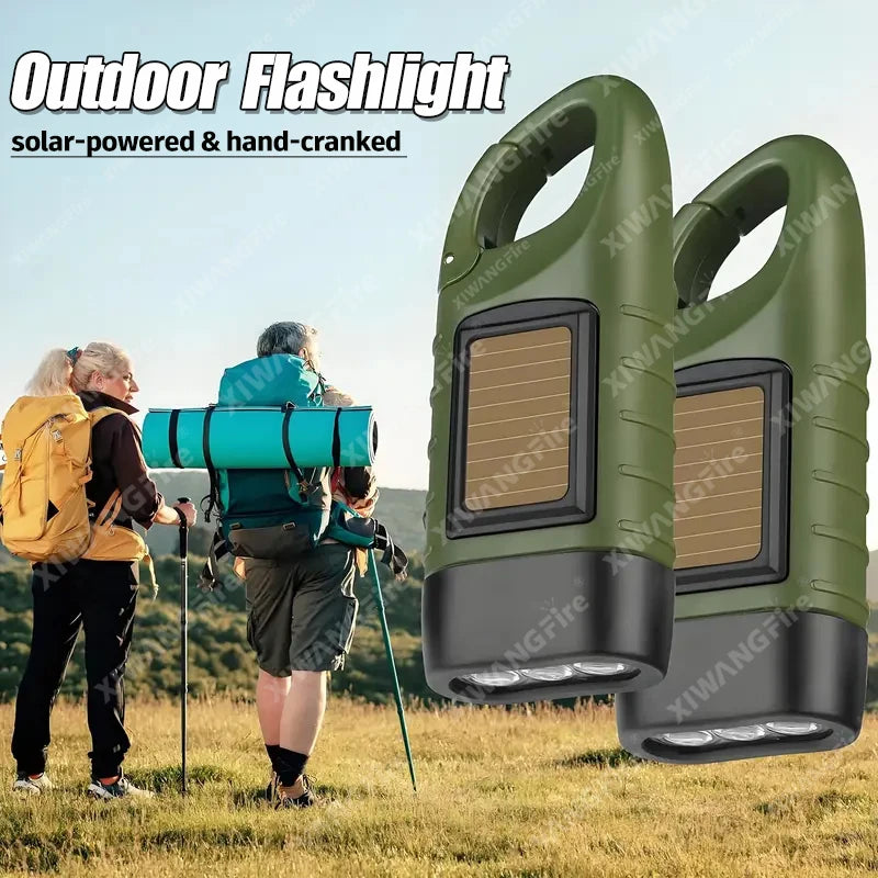 lampe torche solaire vert olive led panneau solaire antidérapante clips sac