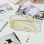 paniers métalliques maille moderne bleu rose jaune blanc organisateurs empilables multifonctionnels
