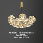 Suspension lumineuse moderne boules verre transparentes intérieur doré élégante plafonnier LED chambre restaurant