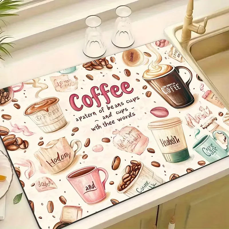 tapis moderne cuisine drainage rapide absorbant protège comptoir couleurs variées motifs floraux respectueux environnement