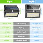 lampe solaire murale 130 led ip65 waterproof noir moderne
