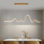 suspension moderne minimaliste luminaire vague lune forme ondulée blanc noir doré led chambre restaurant