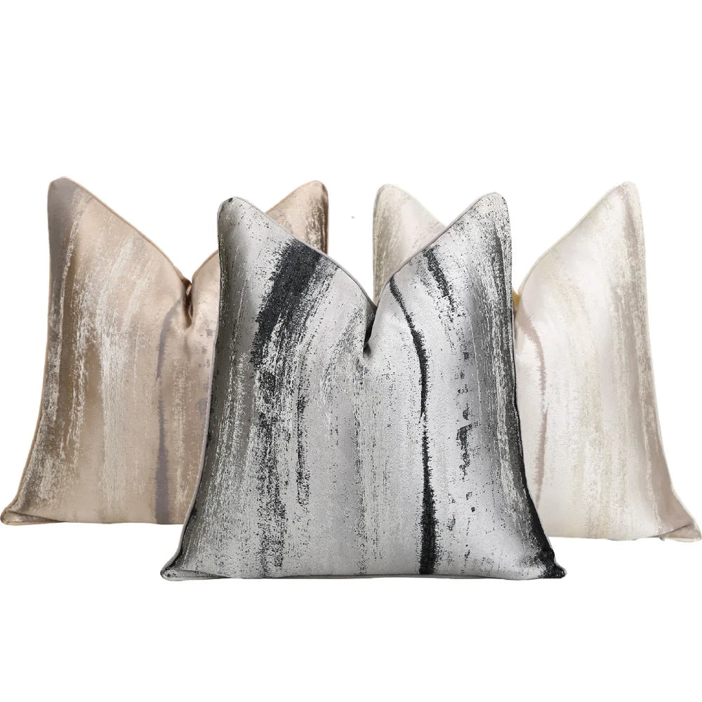 housse coussin polyester géométrique moderne gris noir 45x45 50x50 30x50cm salon chambre decoration