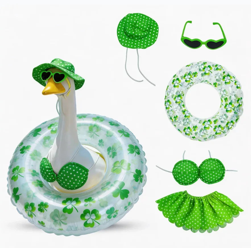 bouée piscine pastelle bikini chapeau nœud papillon été rouge vert blanc
