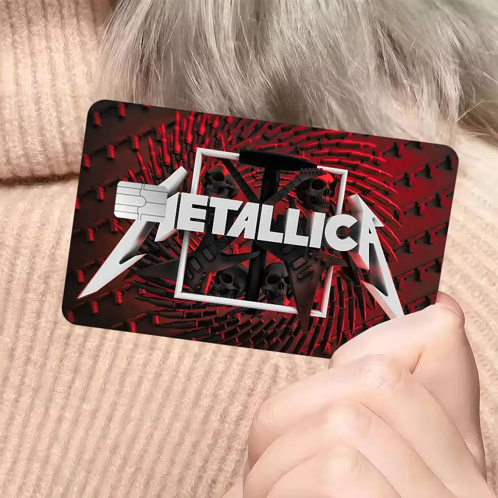 autocollants graphiques metallica cartes bancaires réutilisables waterproof noir rouge bleu