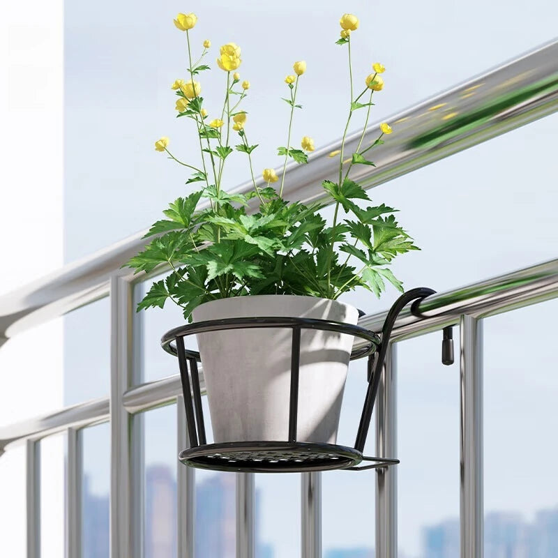 panier suspendu métal chromé balcon pot fleurs moderne minimaliste crochet treillisextérieur