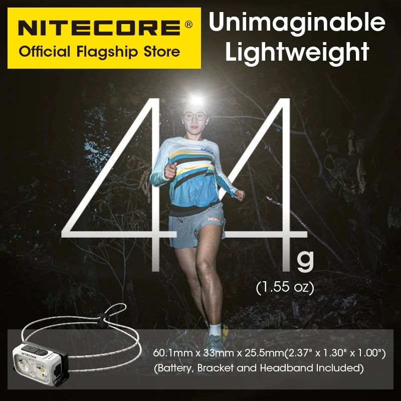lampe frontale rechargeable 360 lumens bandeau blanc noir minimaliste camping