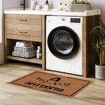 tapis d'entrée marron clair lettre feuilles stylisées texte ANTHONY moderne minimaliste