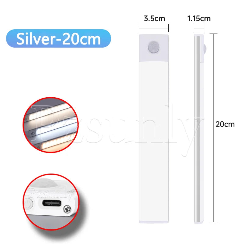 veilleuse led rechargeable usb capteur mouvement adhésive moderne 60cm 40cm 20cm blanc minimaliste