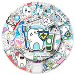 stickers dentaires mignon brosse dents dentifrice dessin animé bleu blanc rose vert noir gris
