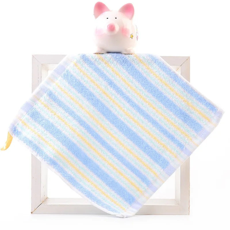 serviette coton rayée bleu clair vert rose jaune rapide absorption douce face salle bain