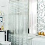 rideau douche moderne blanc transparent rayures points résistant l'eau 180cm
