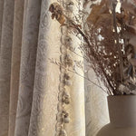 rideau beige doré motif floral brodé épais classique salon chambre fenêtre maison luxe