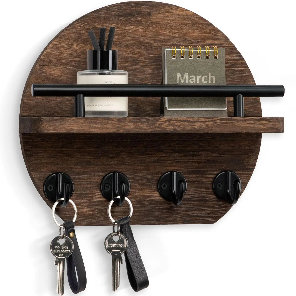 décoration murale étagère entrée crochets clés porte clefs moderne support bois vis fixation mur