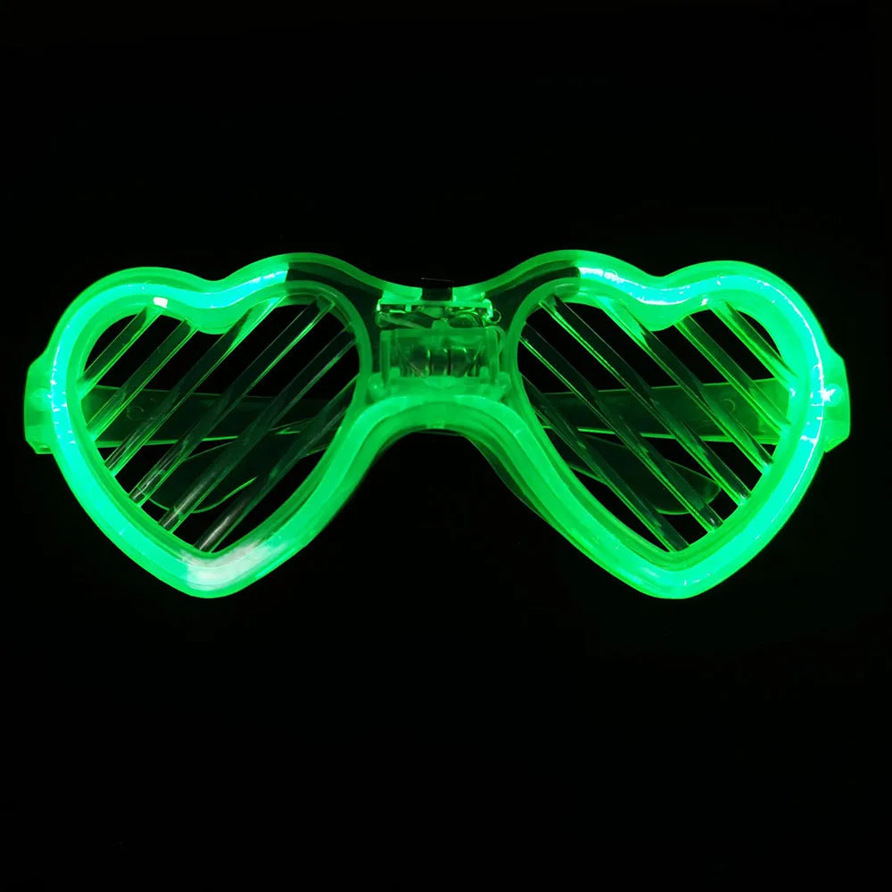 lunettes soleil lumineuses forme coeur rouge rose bleu fête anniversaire mariage