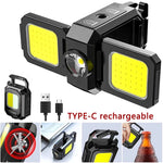 lampe torche led rechargeable clips aimant porte clés noir bleu jaune COB tactile type