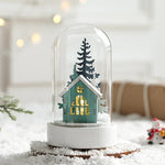 décoration noël miniature maison verre animaux sapin cadeaux lettres noel base plate