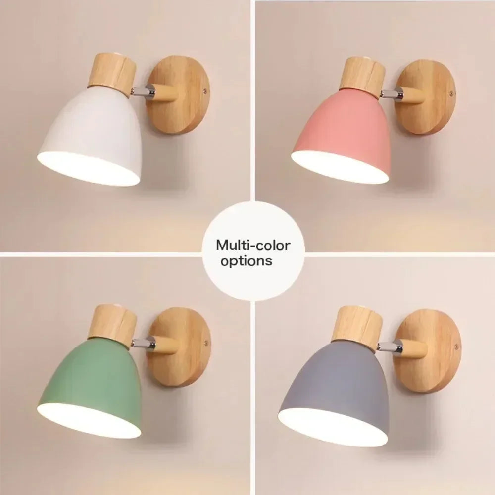 applique murale moderne bois naturel lampe intérieur salon chambre interrupteur câble