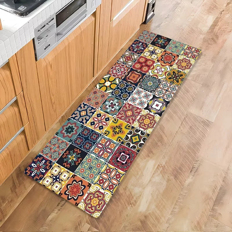 tapis sol moderne patchwork multicolore antidérapant extérieur polyester fleuri 40x60cm 50x80cm