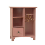 armoire miniature bois rose crème verte tiroir vêtements osier plantes coussins rustic