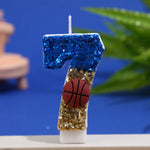bougies anniversaire forme chiffres bleu paillette doré rouge basket blanc paillettes motifs sportifs clips