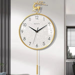 horloge murale moderne or blanc scintillante cerf fleurs déco salon