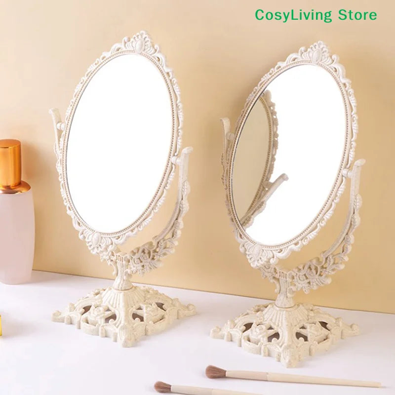 miroir table vintage ornements floraux blanc classique poignée sophistiquéintérieur decoration shabby chic