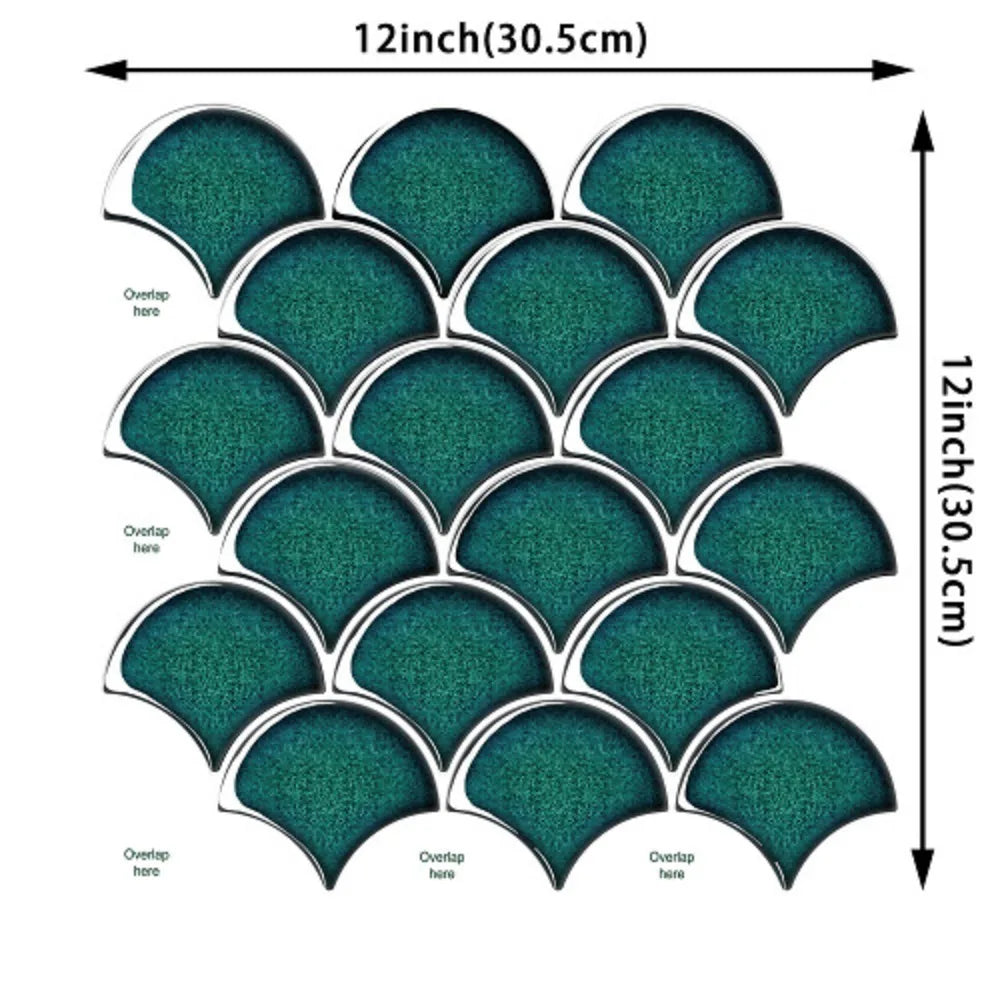 carreaux muraux adhésifs 3d résistants l'eau vert foncé gris rose poisson moderne décoratifrollable