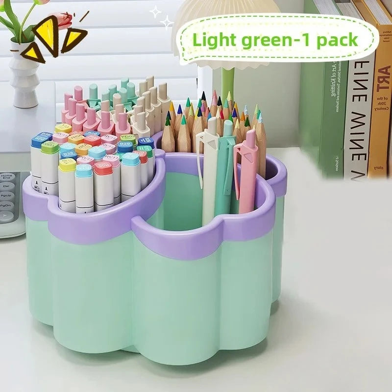 organisateur compartiments papeterie rose violet blanc moderne mignon floral plastique lisse