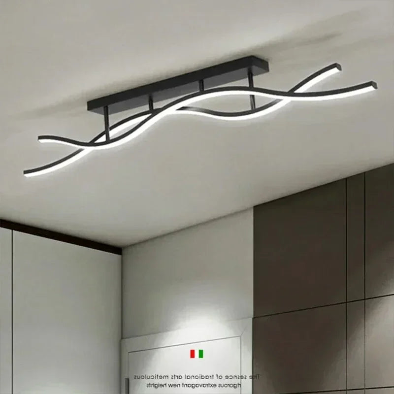 plafonnier led moderne ondulé métal blanc noir luminaire salon salle manger chambre