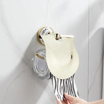 ensemble d'accessoires salle bain or blanc bleu motifs floraux anneau serviette porte papier toilette