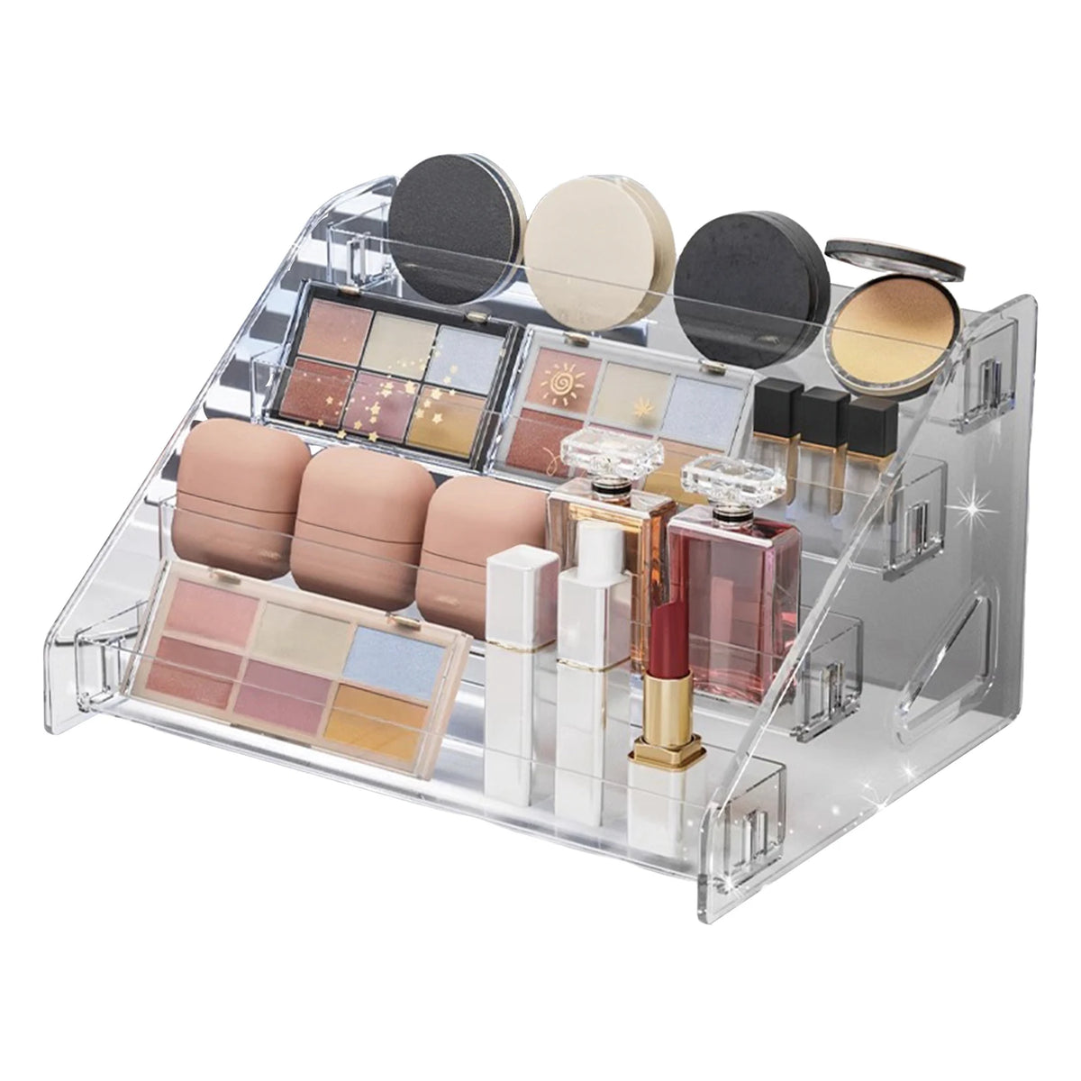 organisateur maquillage transparent palette fards crème yeux rouge lèvres fond teint poudre compacte outils