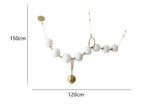 suspension lumineuse moderne boules sphériques blanc doré opaques chaînes