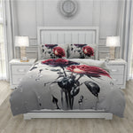Ensemble housse de couette et taie d'oreiller floral 3D 260x240