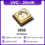 lampe uv diode 260nm 280nm 300nm or noir moderne technologique purification air eau sterilisation