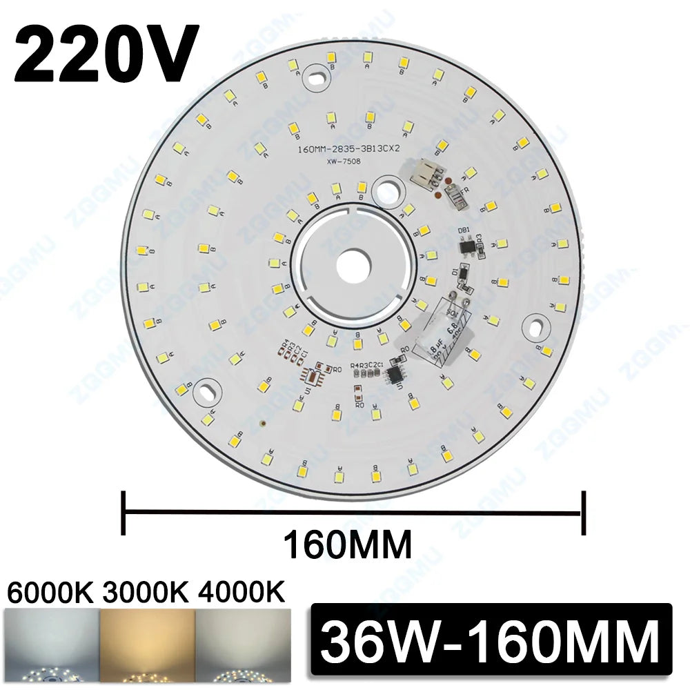 ampoule led 24w 36w 48w couleurs 6000k 3000k source lumineuse smd2835 alu moderne