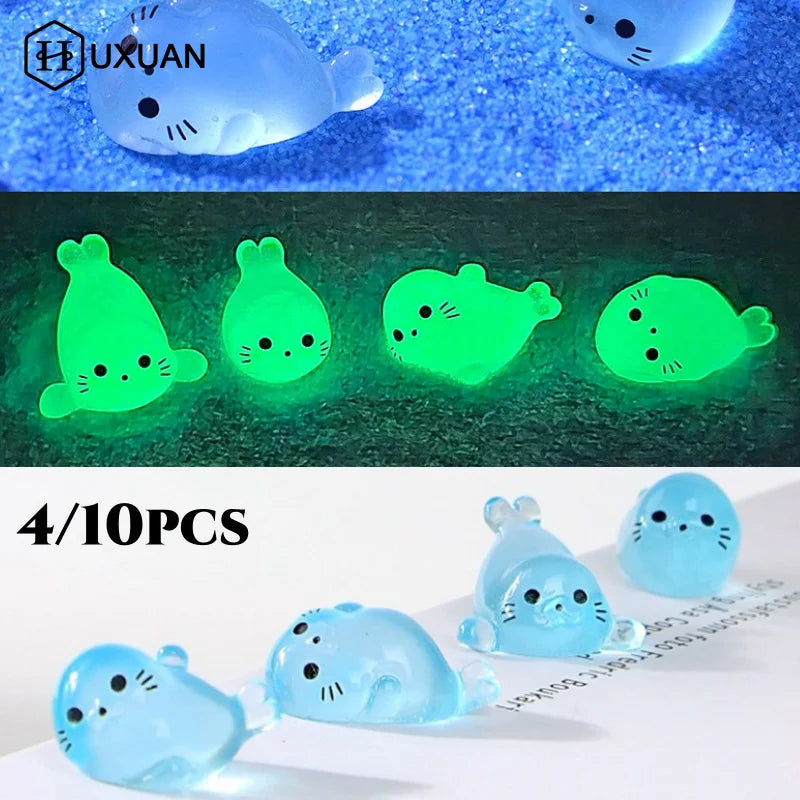 figurines baleines blancs translucides cartoon yeux narines ornement bricolage accessoires jardin nocturne lueur