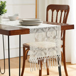 chemin table blanc broderie florale classique décoration table mariage maison rustique