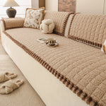 coussin canapé beige moelleux franges marron moderne confortable lavable machine automne hiver