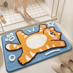 tapis bain antidérapant moderne imperméable dessin animé chats couleurs vives love luck polyester