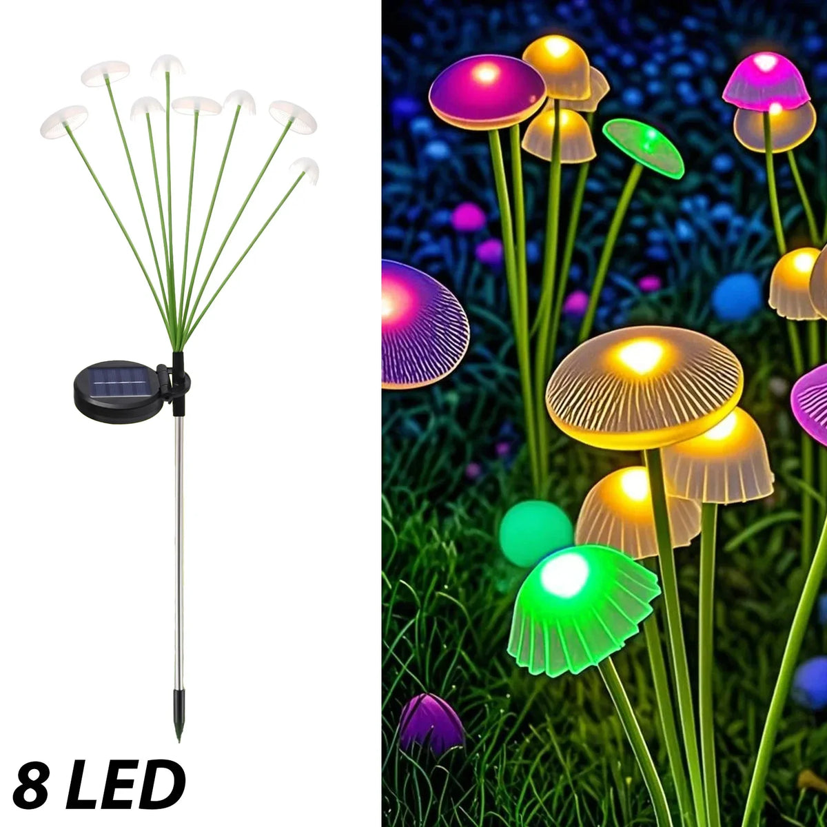 lampe solaire jardin forme champignon led extérieur décoration pelouse cour étanche blanc vert moderne