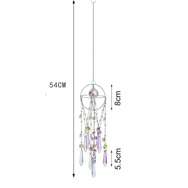 attrape vent cristal chaînes boho décoratif intérieur extérieur transparent multicolore vert bleu rose modernes