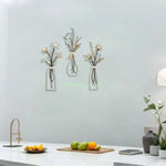 décoration murale moderne fleurs stylisées blanc doré vert branches adhésif chambre salon élégante